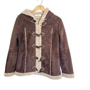 Vintage Women's Ricki's Brown Faux Suede Sherpa Lined Toggle Jacket Size M